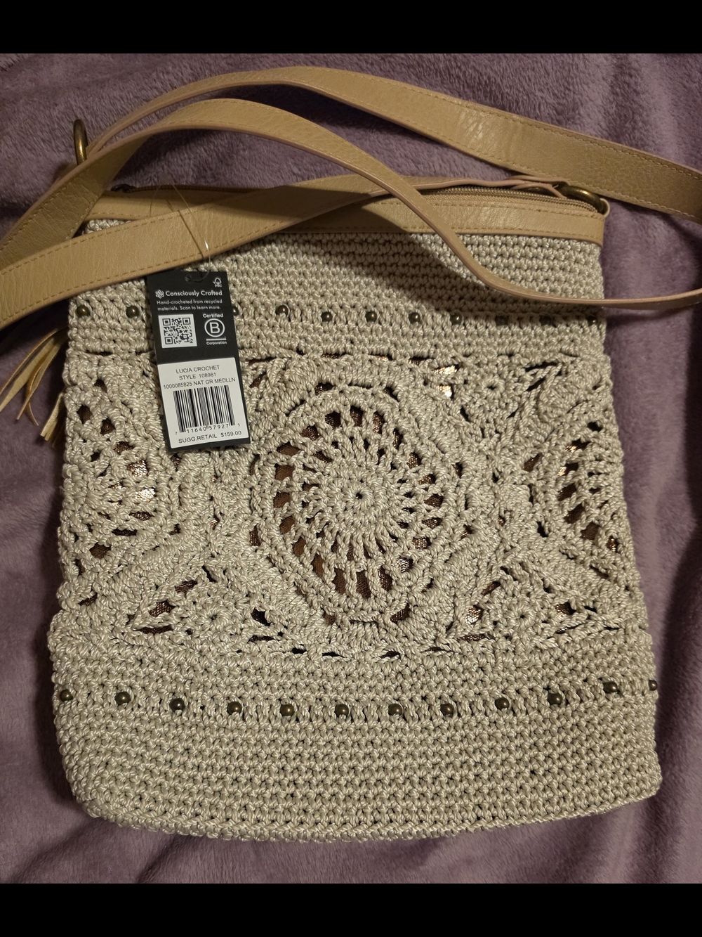 The Sak Lucia Crochet Cream with Tan Strap